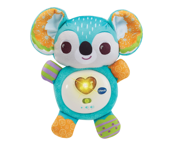 Press the heart button on the Baby Koala to hear sing-along songs, fun phrases and music!